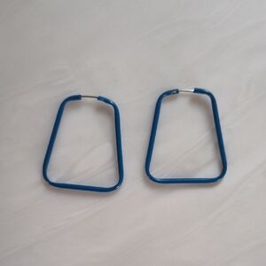 Blue Geometric Hoop Earrings